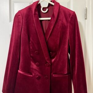 Express Red Velvet Double-Breasted Jacket